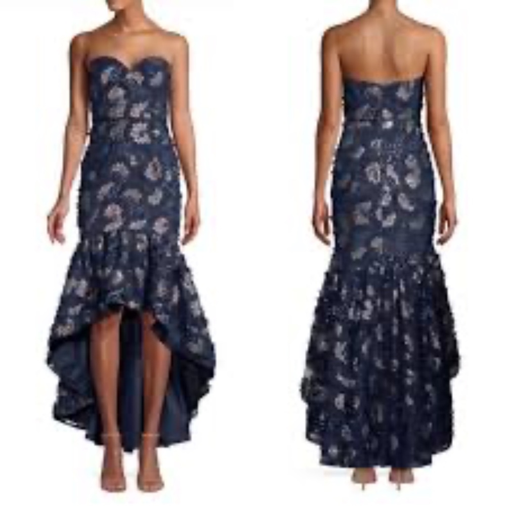 Aidan Mattox floral appliqué with sequins